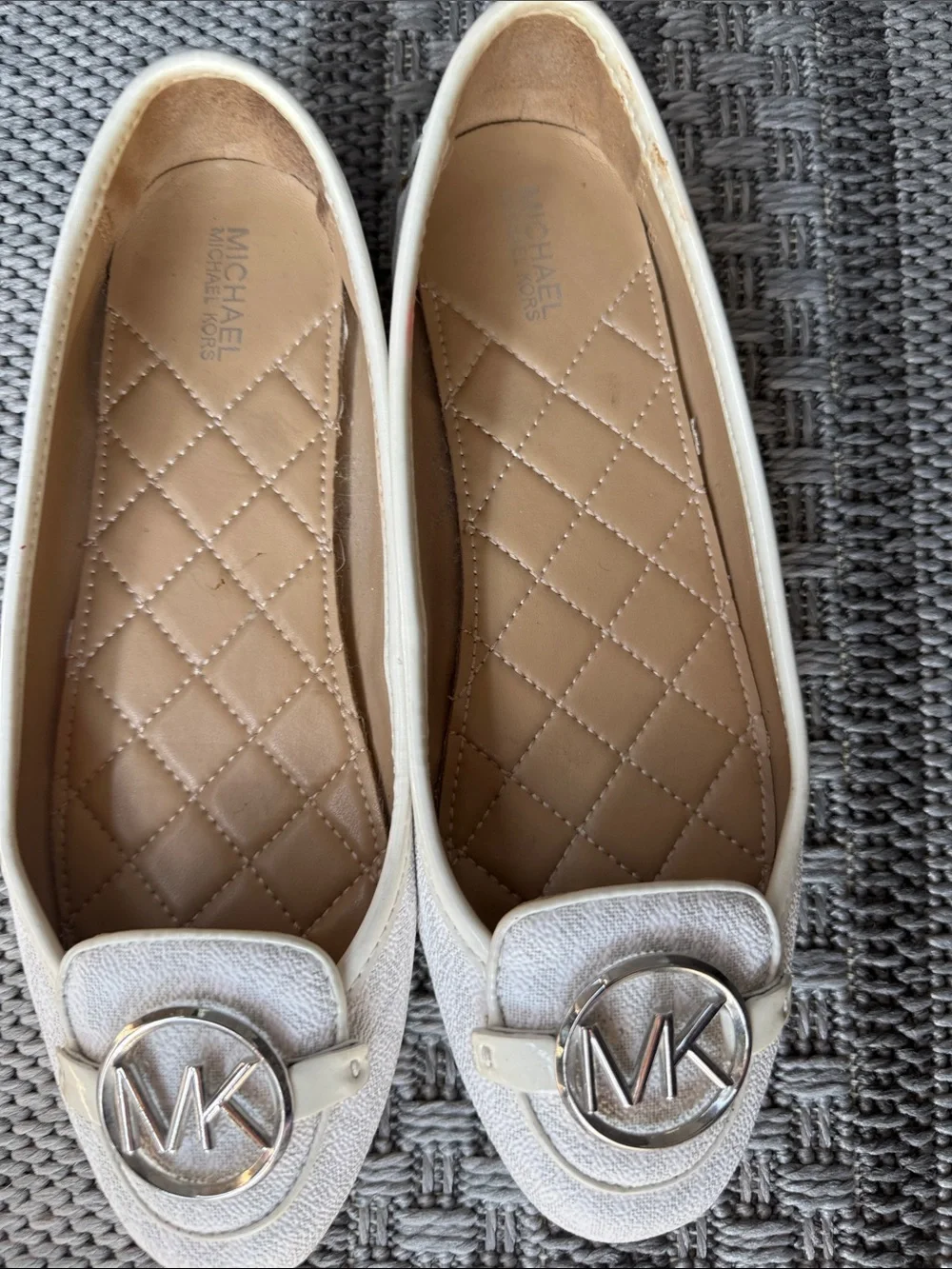 Michael Kors Cream Leather MK Logo Loafers